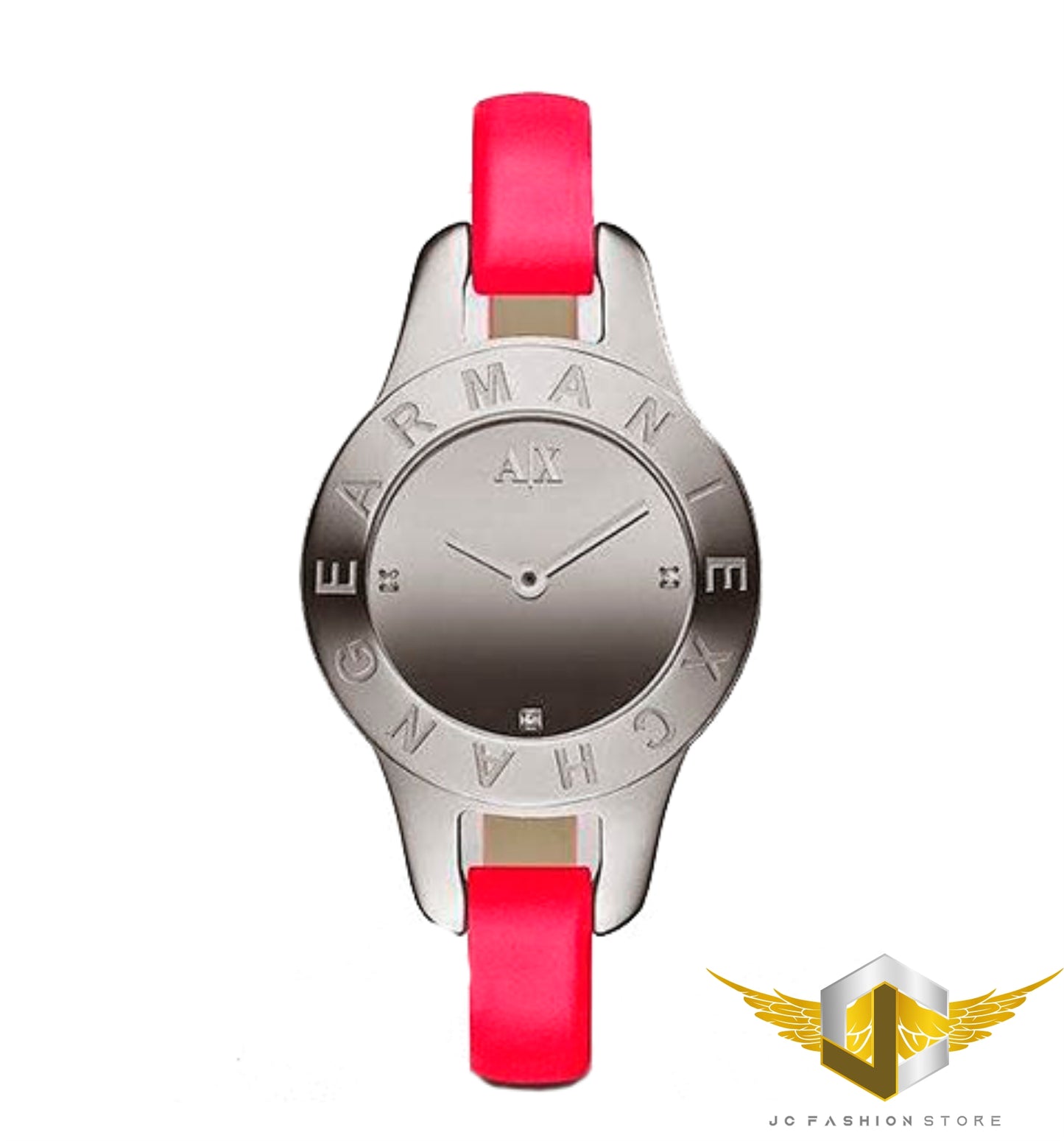 ARMANI EXCHANGE WOMEN'S PINK NEON LEATHER MIRROR WATCH AX4137