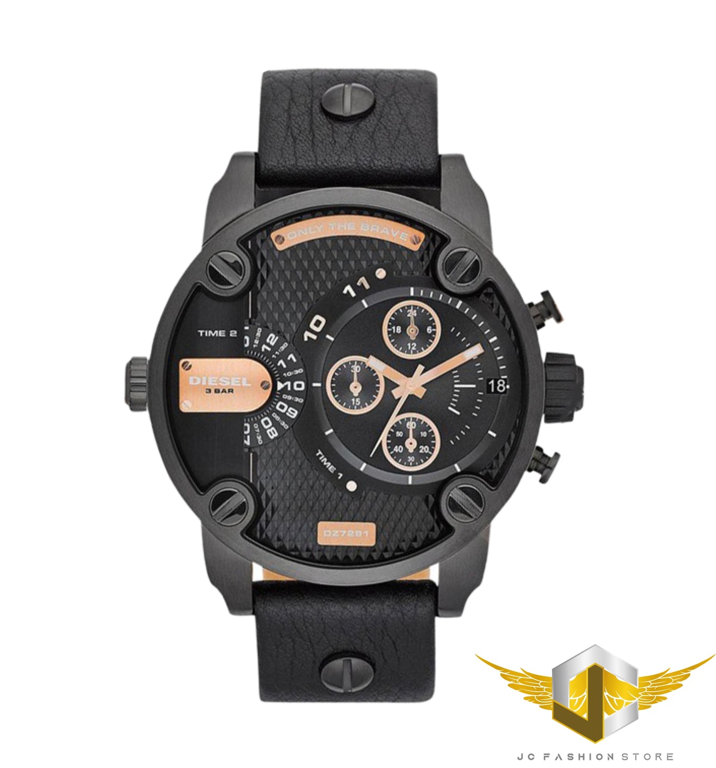DIESEL MEN'S 2 TIME ZONE LEATHER WATCH DZ7291