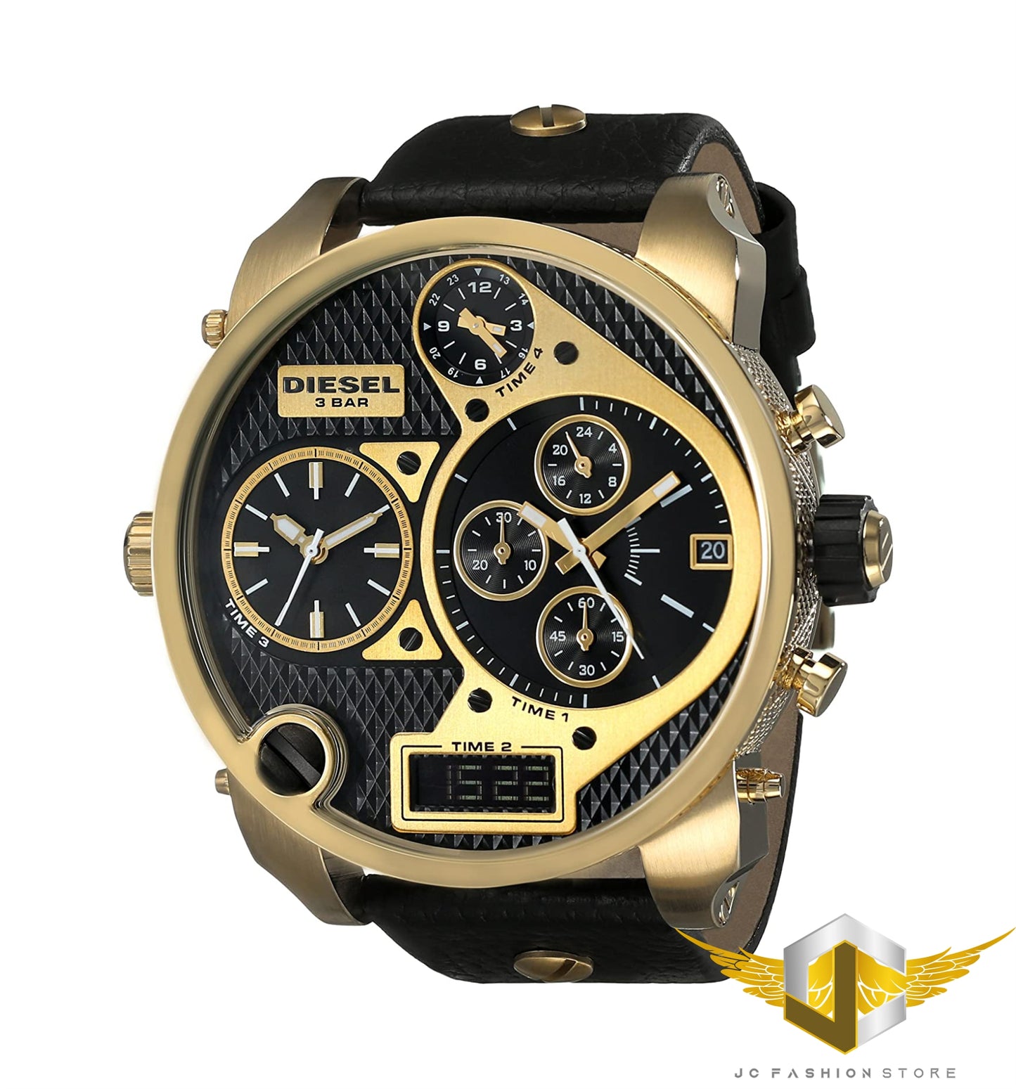 DIESEL MEN'S 4 TIME ZONE LEATHER WATCH DZ7323