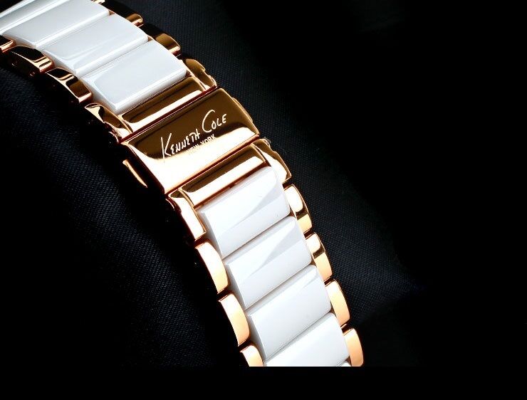 KENNETH COLE LADIE'S ROSE GOLD WHITE CERAMIC TOP WATCH KC4741