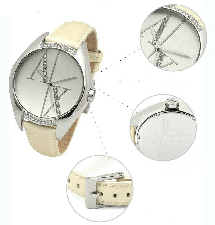 ARMANI EXCHANGE LADIE'S BEIGE LEATHER BAND LOGO WATCH AX3014