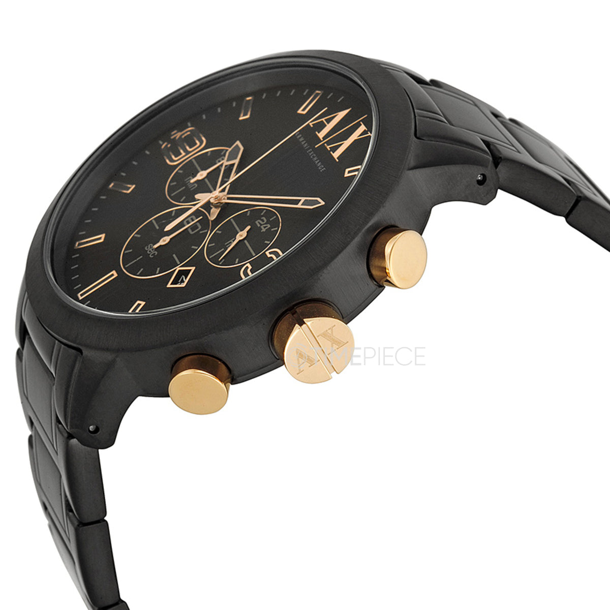 ARMANI EXCHANGE MEN'S BLACK DARK WITH ROSE GOLD WATCH AX1350