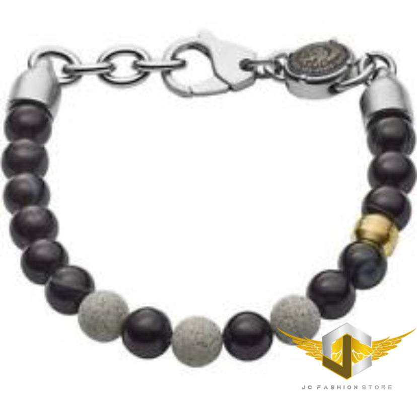 IESEL Mens Bracelet DX1192040 Stainless Steel Stones Gray