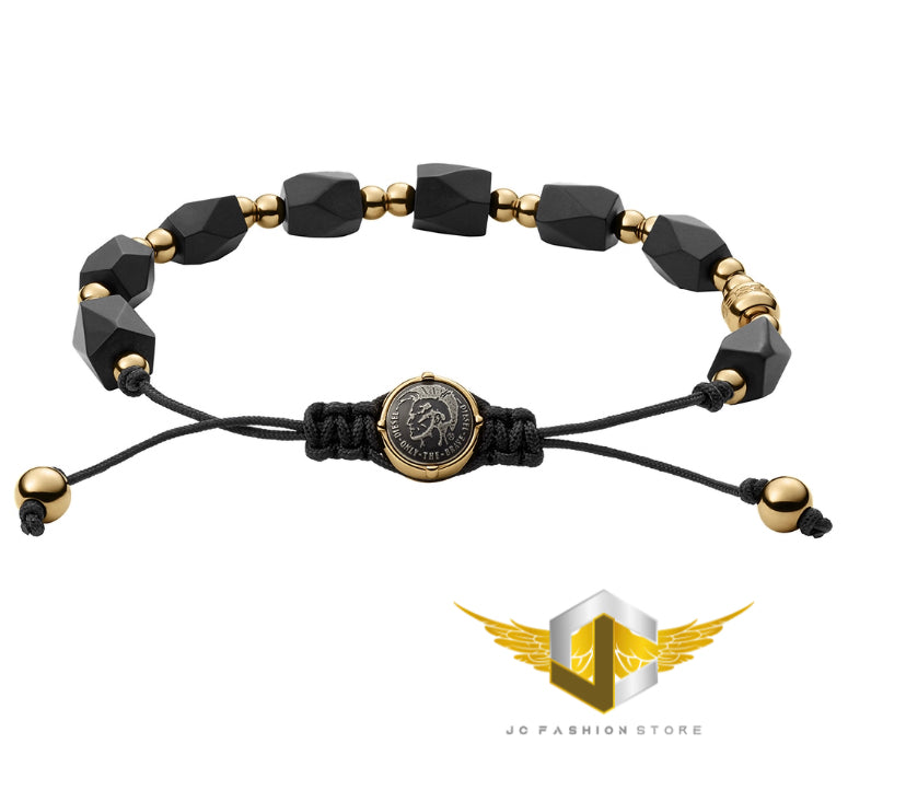 Diesel Black Agate and Gold Bracelet DX1301