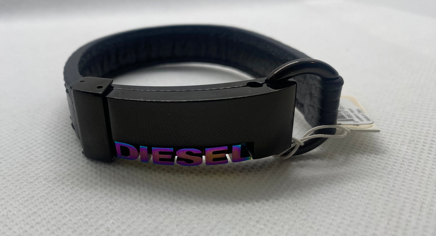 DIESEL BLACK IP STAINLESS STEEL MULTI-COLOR/ZINC LOGO BRACELET DX0330