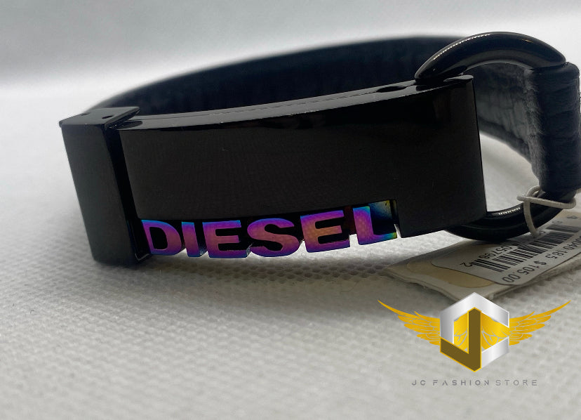 DIESEL BLACK IP STAINLESS STEEL MULTI-COLOR/ZINC LOGO BRACELET DX0330