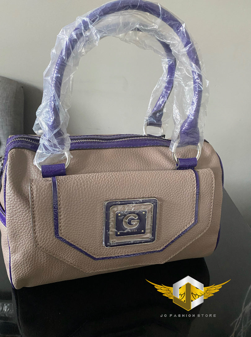 G by Guess Taralynn taupe and purple handbag purse