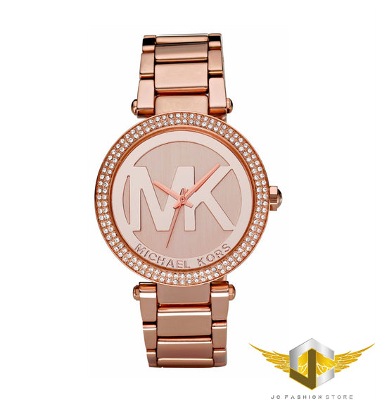 MICHAEL KORS WOMEN'S ROSE GOLD LOGO CRYSTALS WATCH MK5865