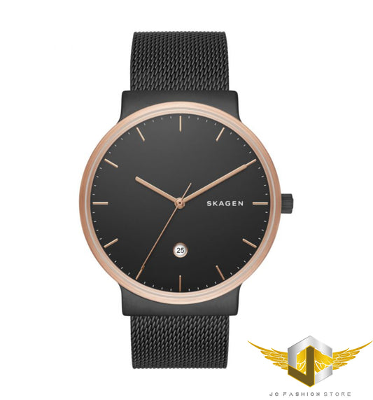 SKAGEN MEN'S ULTRA SLIM MESH BAND BLACK/ROSE GOLD WATCH SKW6296