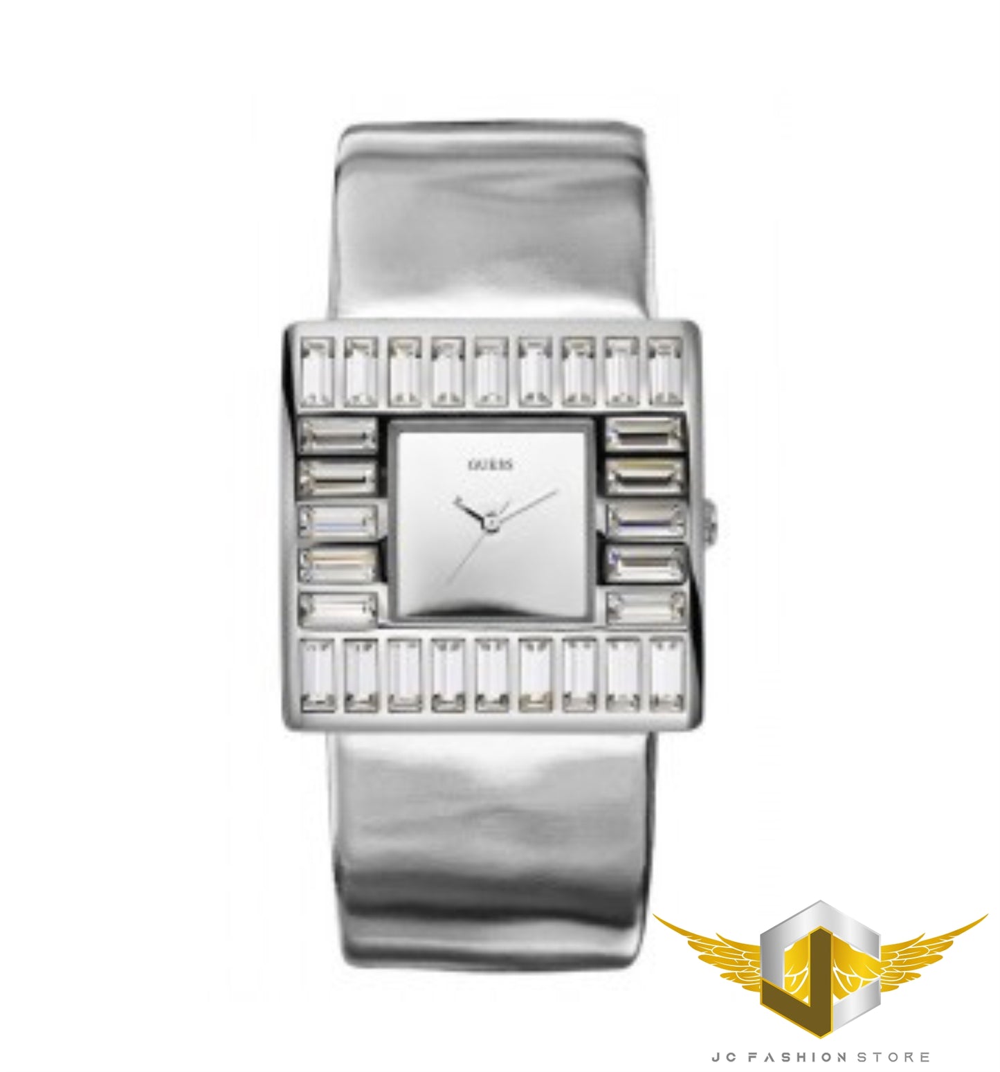 GUESS MARTINI CRYSTAL ACCENTED SILVER LEATHER WATCH W11524L1