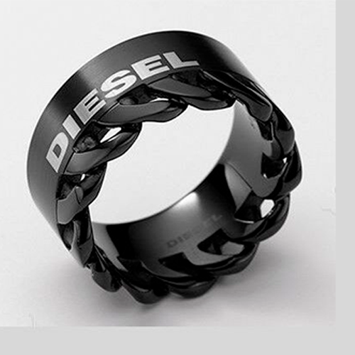 Diesel Men's Black Stainless Steel Ring DX0370