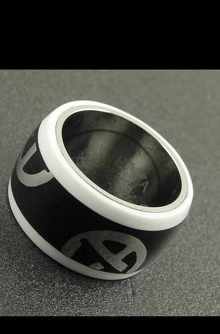 EMPORIO ARMANI LADIE'S WHITE MULTI LOGO RING EGS1232 Sz. 6.5