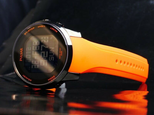 PULSAR MEN'S DIGITAL ORANGE RUBBER COLLECTION WATCH PQ2013