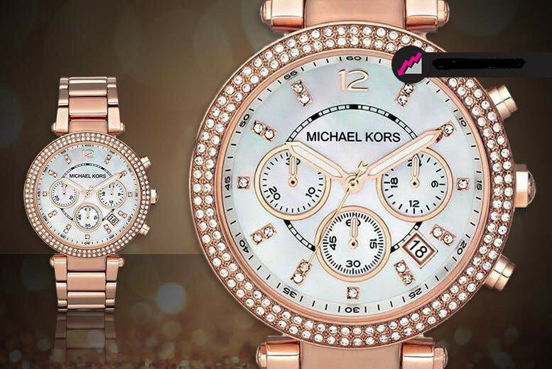 MICHAEL KORS WOMEN'S CRYSTALS PARKER ROSE GOLD  WATCH MK5491