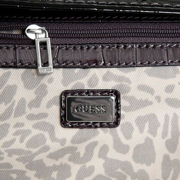 GUESS LINA SHINE CROCO BROWN MULTI SATCHEL FLAP HANDBAG