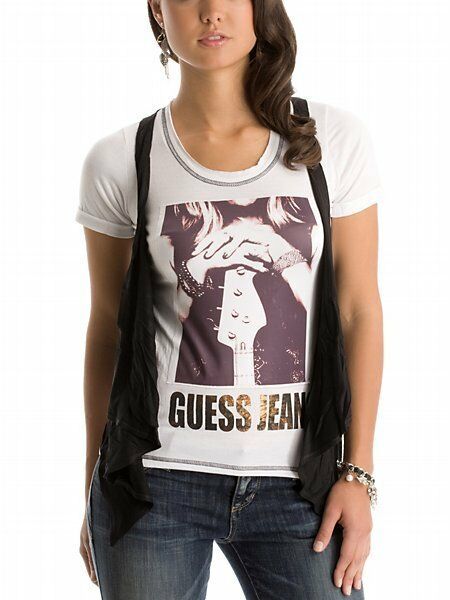 GUESS Guitar Tee/Top/T-Shirt w/ Vest Sz L