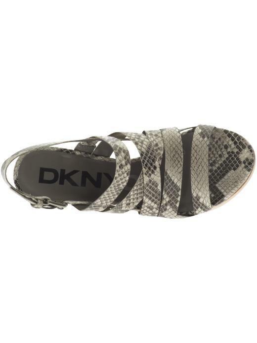 DKNYC LADIES NIKKI SANDALS SNAKE LIGHT GRAY HEELS S 7.5