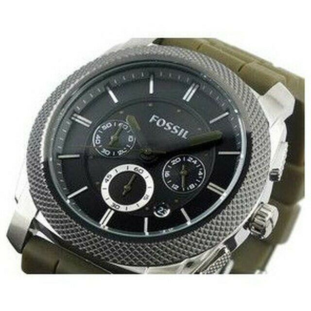 FOSSIL MEN'S SILICONE WATCH MILITARY GREEN MACHINE FS4597