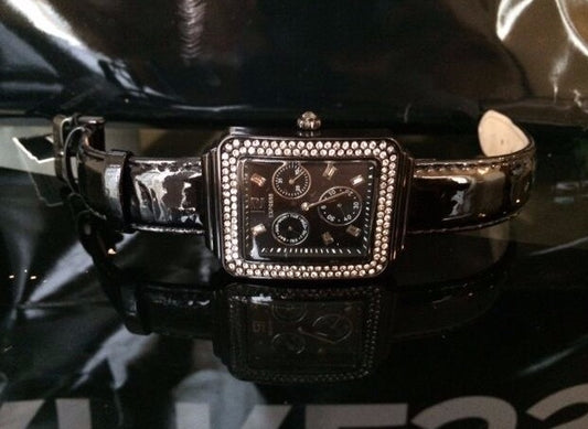 EXPRESS WOMEN'S CRYSTALS LUXURY BLACK LEATHER WATCH 38006102