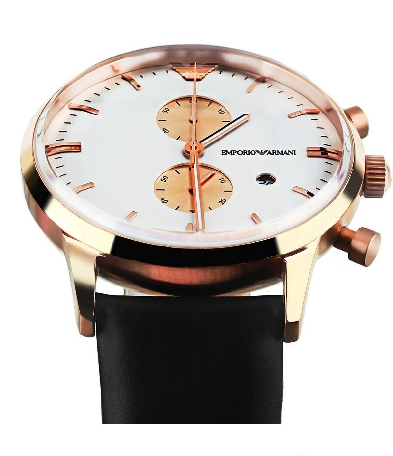 EMPORIO ARMMANI MEN'S CHRONOGRAPH LEATHER EDITION WATCH AR0398