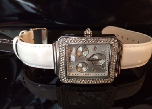 EXPRESS WOMEN'S CRYSTALS LUXURY WHITE LEATHER WATCH 38006092