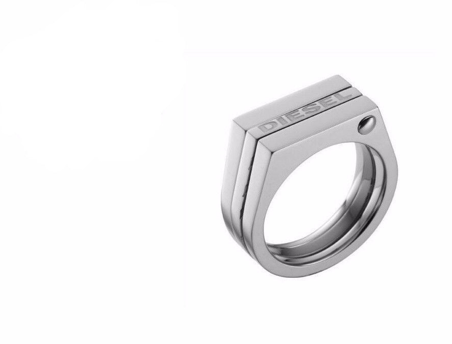 DIESEL SILVER POLISHED STAINLESS RING DX0288