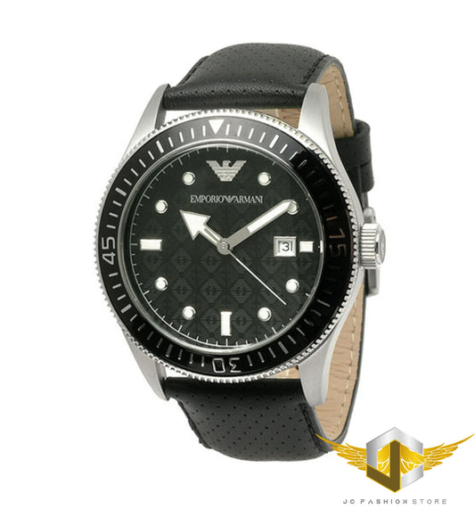 EMPORIO ARMANI MEN'S COLLECTION BLACK DETAIL GMT WATCH AR0555