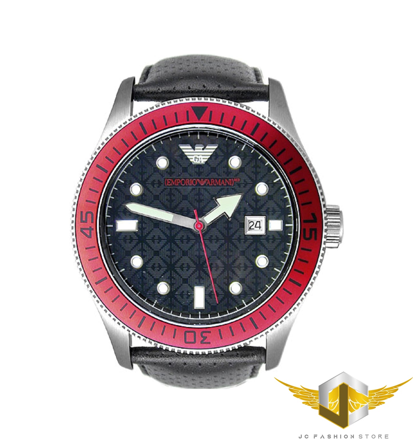 EMPORIO ARMANI MEN'S COLLECTION RED DETAIL GMT WATCH AR0567