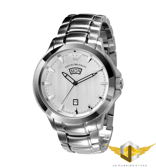 EMPORIO ARMANI MEN'S PREMIUM CLASSIC SILVER ROUND WATCH AR0633