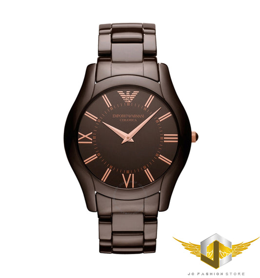 EMPORIO ARMANI MEN'S BROWN ULTRA SLIM CERAMIC WATCH AR1444