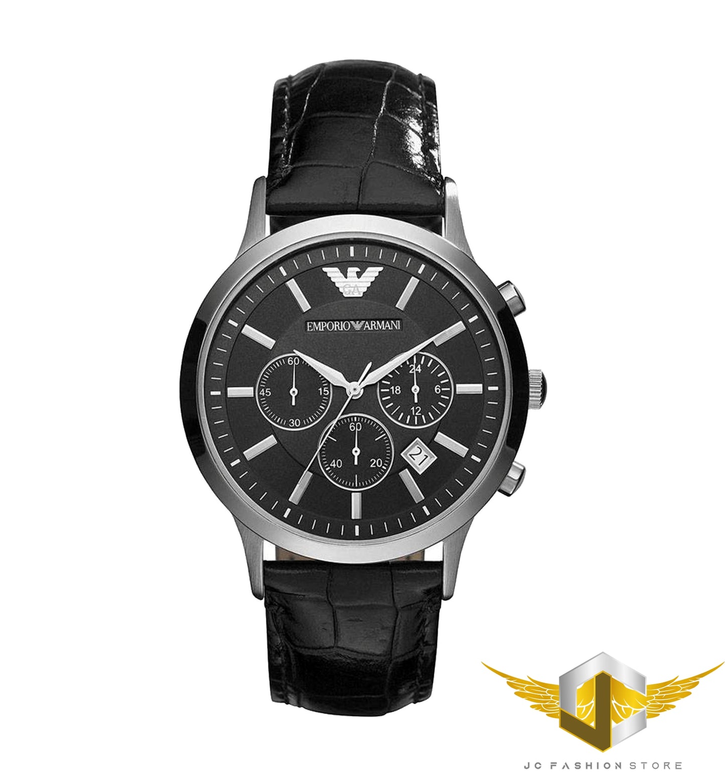 EMPORIO ARMANI MEN'S LEATHER CHRONOGRAPH WATCH AR2447