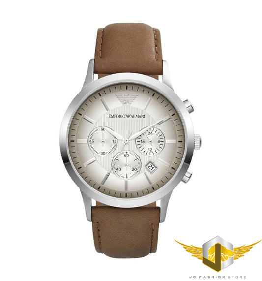 EMPORIO ARMANI MEN'S LUXURY LEATHER CHRONOGRAPH WATCH AR2471