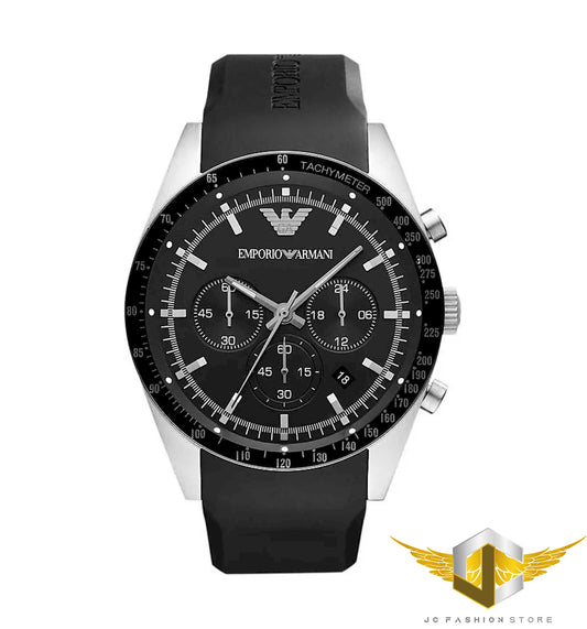 EMPORIO ARMANI MEN'S TACHYMETER CHRONOGRAPH BLACK WATCH AR5985