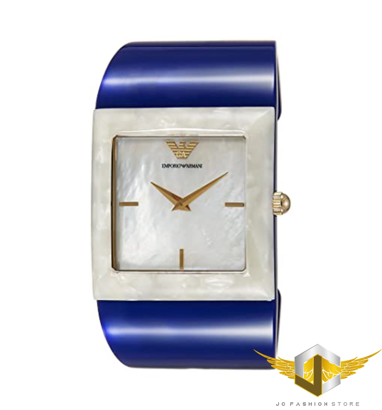 EMPORIO ARMANI LADIES BLUE BANGLE MOP OF PEARL WATCH AR7396