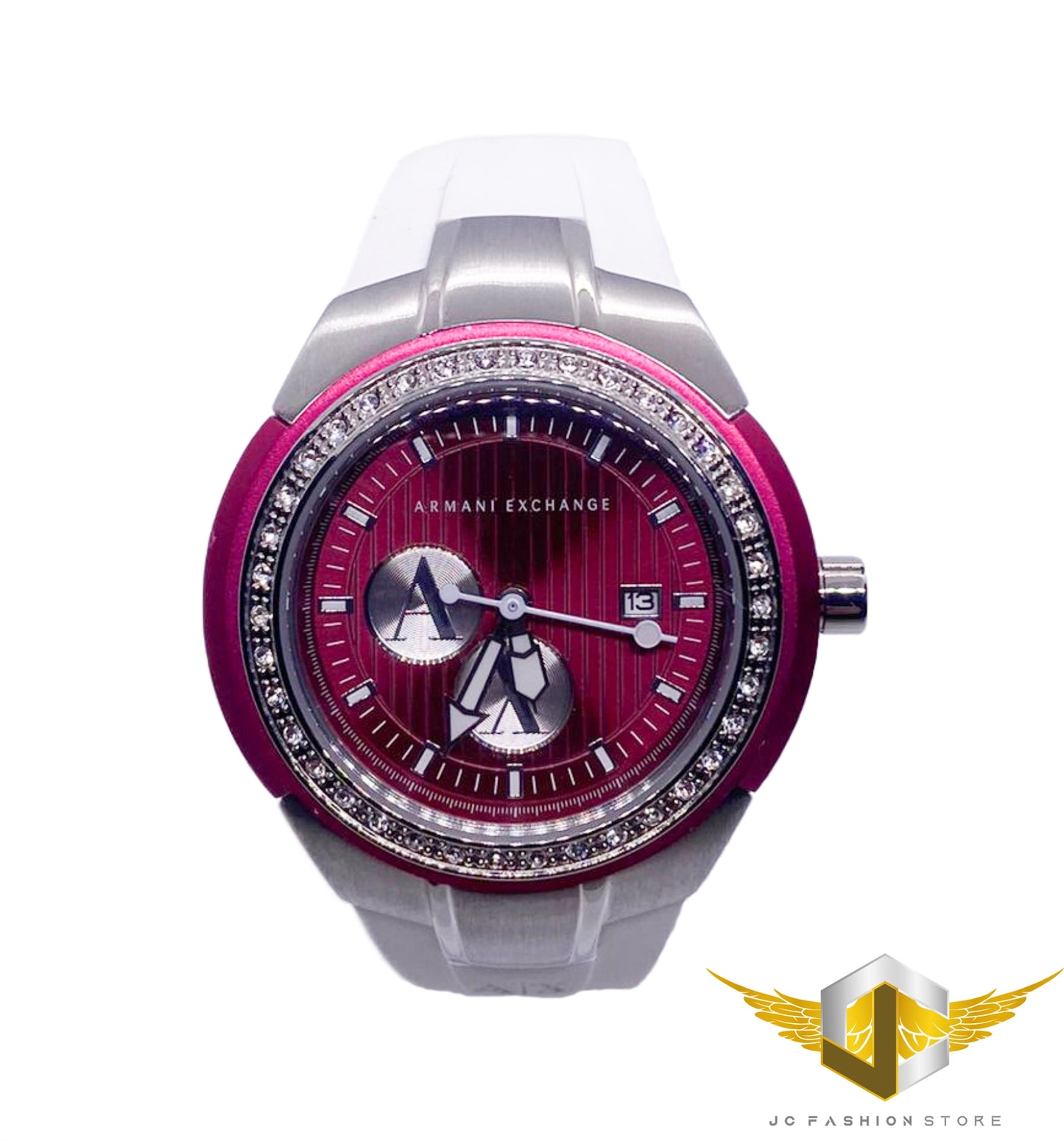 ARMANI EXCHANGE LADIES FUCHSIA AND CRYSTALS WATCH AX5050