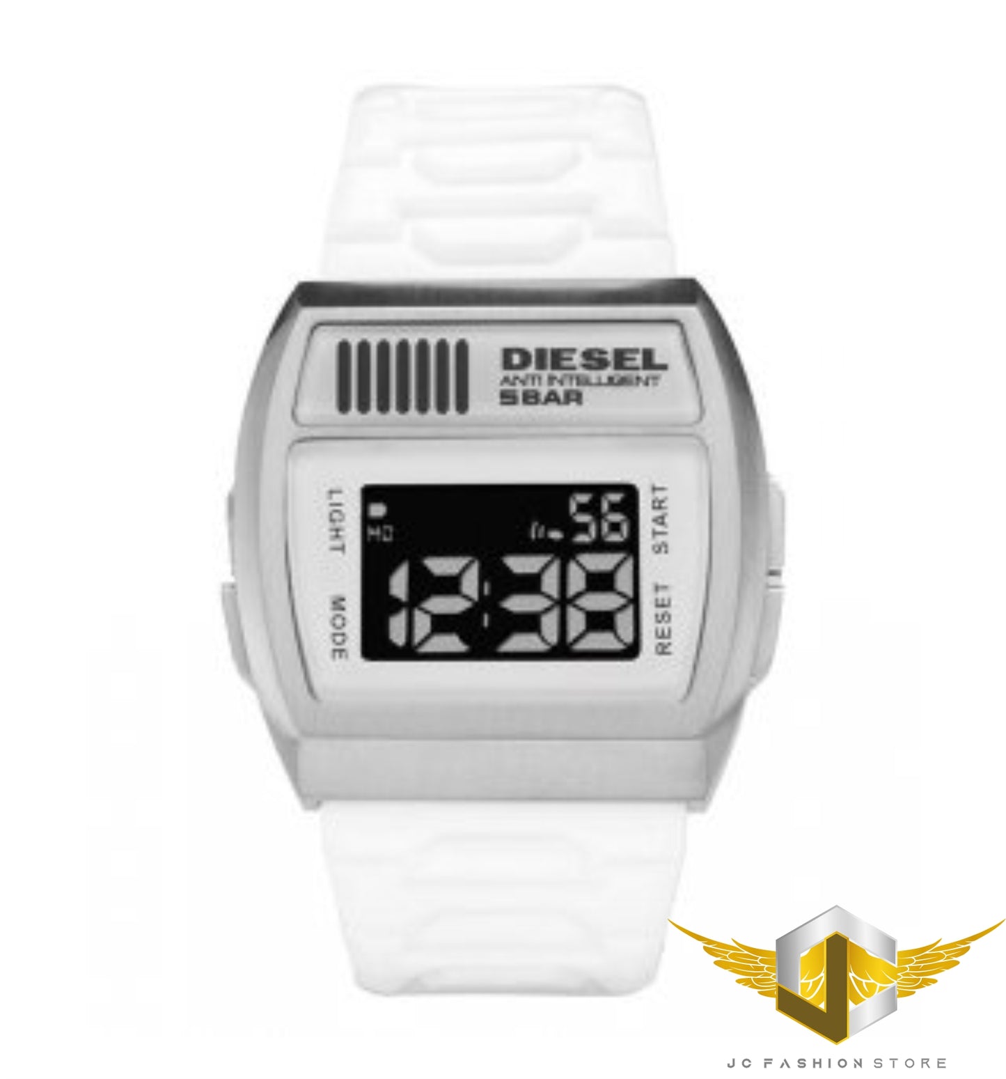 DIESEL MEN'S DIGITAL LCD GENIUS WHITE RUBBER WATCH DZ7204