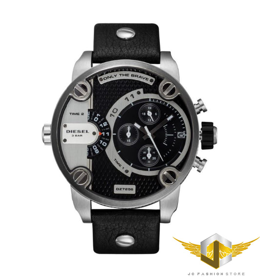 DIESEL MEN'S PREMIUM COLLECTION 2 TIME ZONE LEATHER WATCH DZ7256