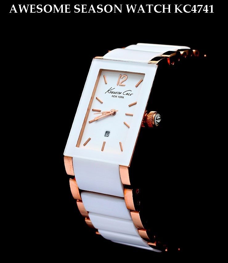 KENNETH COLE LADIE'S ROSE GOLD WHITE CERAMIC TOP WATCH KC4741