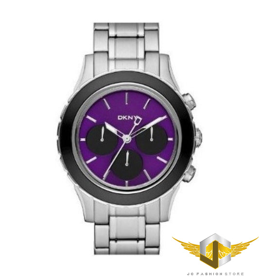 DKNY LADIES PURPLE DIAL LUXURY DRESS CHRONOGRAPH WATCH NY8658