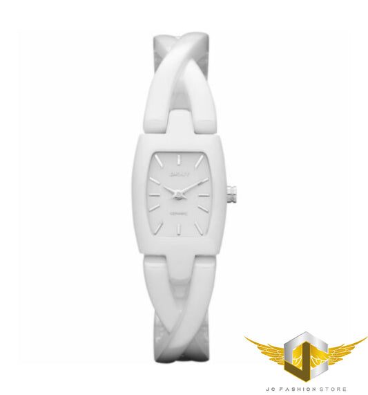 DKNY WOMEN'S WHITE TWIST LUXURY CERAMIC WATCH NY8728