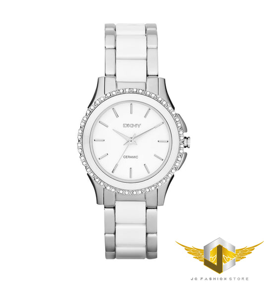 DKNY WOMEN'S WHITE CRYSTALS CERAMIC COLLECTION WATCH NY8818