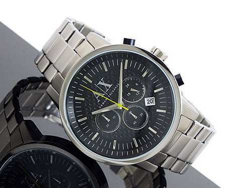 ARMANI EXCHANGE MEN'S CHRONOGRAPH BLACK FACE SILVER WATCH AX2063